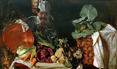 Self-Portrait with Kitchen Still Life by Max Liebermann